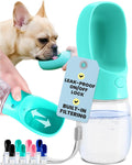 Dog Water Bottle Dispenser - 12 Oz Blue - Leak-Proof Lock & One-Hand Operation - Dog Water Bowl Dispenser - Pet Travel Bottle with Built-In Bowl